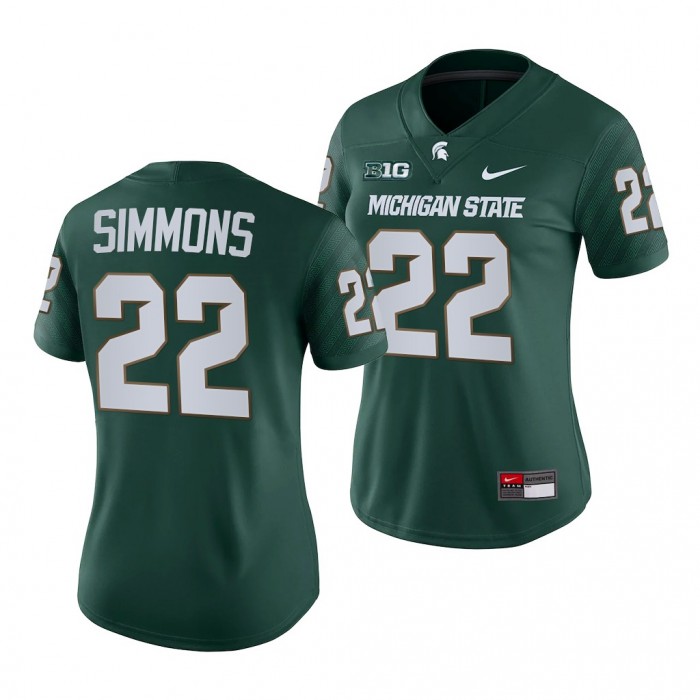 2021-22 Michigan State Spartans Jordon Simmons College Football Green Jersey Women