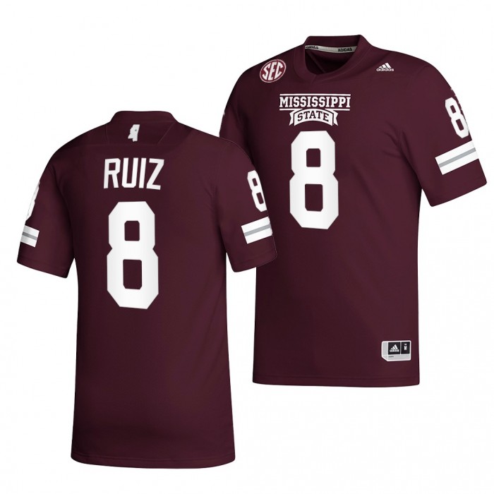 2021-22 Mississippi State Bulldogs Brandon Ruiz College Football Jersey Maroon