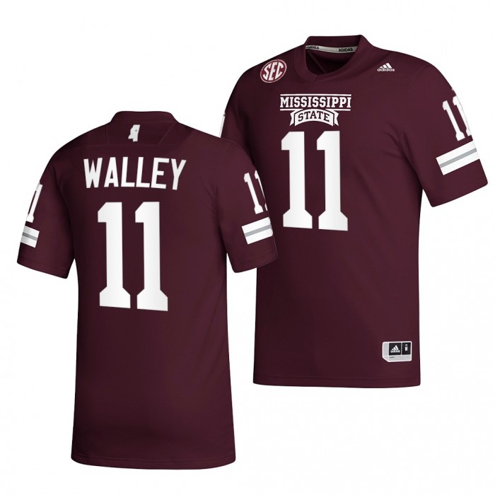 2021-22 Mississippi State Bulldogs Jaden Walley College Football Jersey Maroon