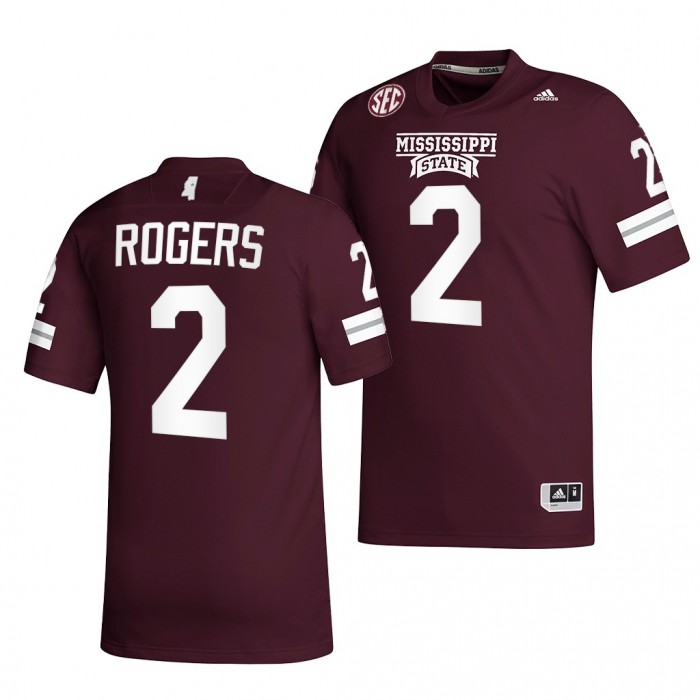 2021-22 Mississippi State Bulldogs Will Rogers College Football Jersey Maroon