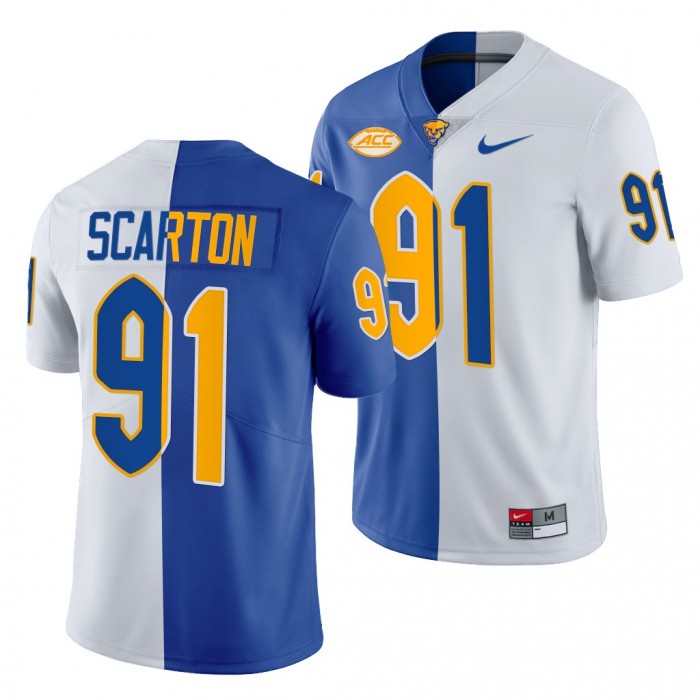 2021-22 Pitt Panthers Sam Scarton Split Edition Jersey Royal White