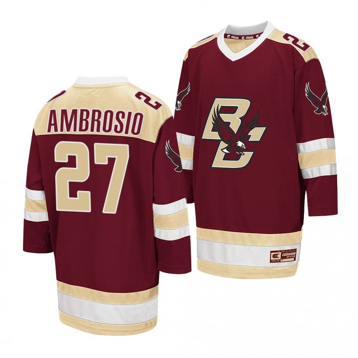 Boston College Eagles Colby Ambrosio Maroon Away Hockey Jersey 2021-22