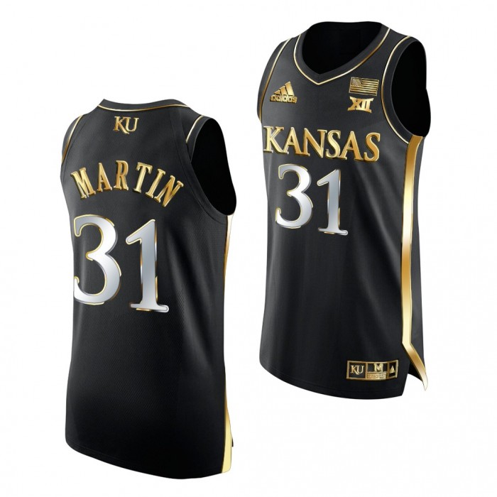 Cam Martin Kansas Jayhawks Black Jersey 2021-22 Golden Edition Authentic Basketball Shirt