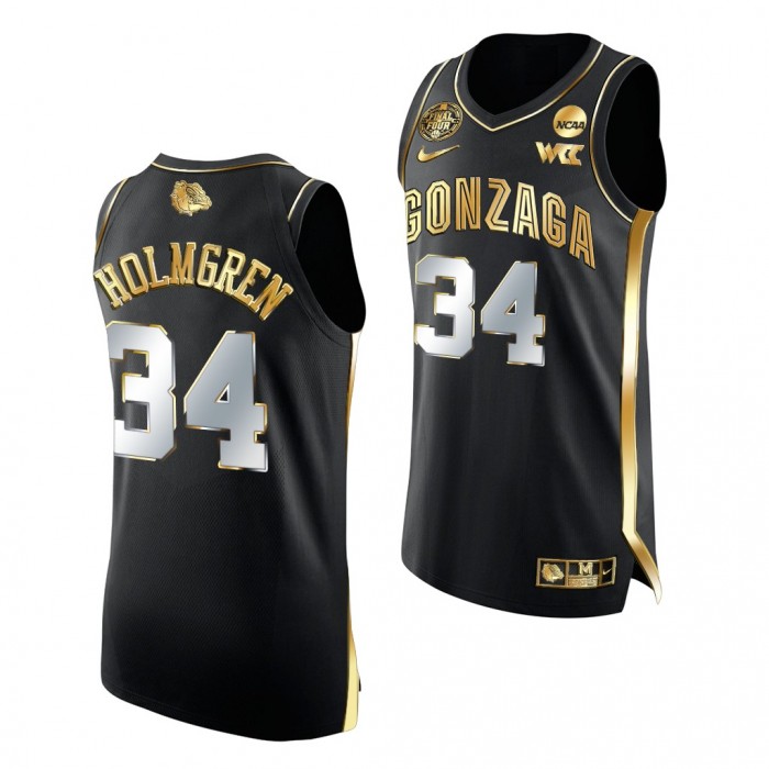 Chet Holmgren Gonzaga Bulldogs Black Jersey 2021-22 Golden Edition Basketball Authentic Shirt
