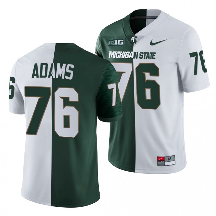 Michigan State Spartans Flozell Adams Jersey White Green Split Edition Uniform