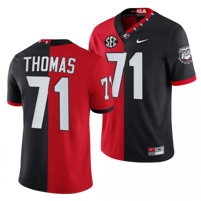 Georgia Bulldogs Andrew Thomas Men Jersey Split Edition 100th Season NFL Alumni Jersey-Red Black