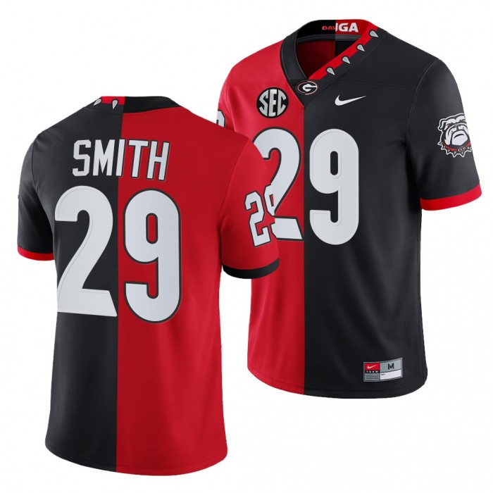Georgia Bulldogs Christopher Smith Men Jersey 2021-22 Split Edition Mascot 100th Anniversary Jersey-Red Black