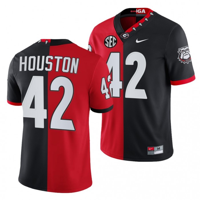 Georgia Bulldogs Justin Houston Men Jersey Split Edition 100th Season NFL Alumni Jersey-Red Black