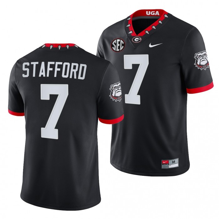 Georgia Bulldogs Matthew Stafford Men Jersey Mascot 100th Anniversary NFL Alumni Jersey-Black