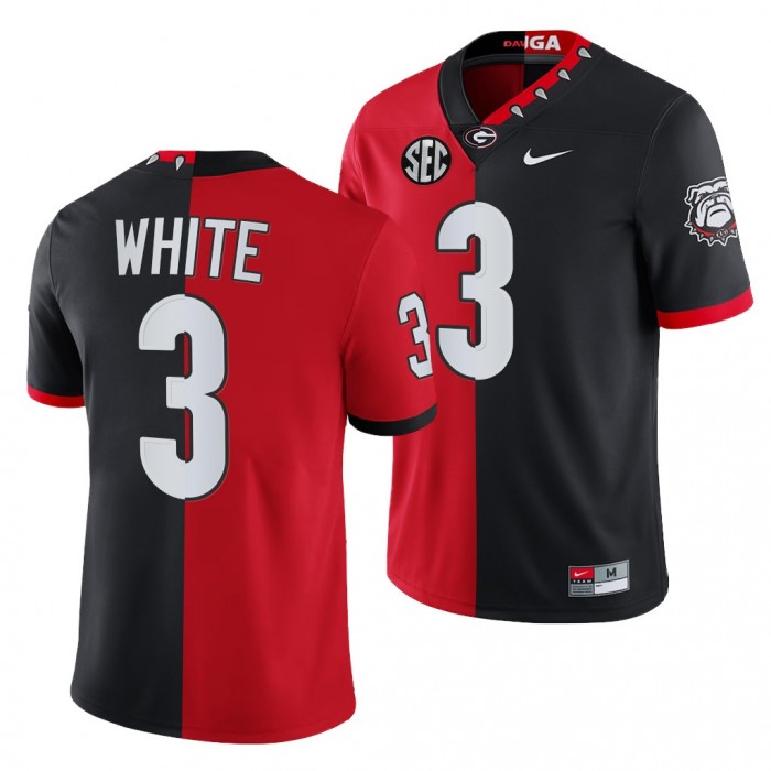 Georgia Bulldogs Zamir White Men Jersey 2021-22 Split Edition Mascot 100th Anniversary Jersey-Red Black