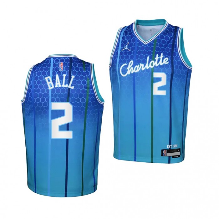 Youth Charlotte Hornets LaMelo Ball 2021-22 City Edition 75th Anniversary Jersey-Teal