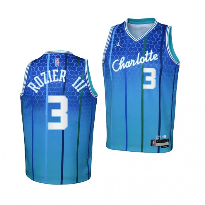 Youth Charlotte Hornets Terry Rozier III 2021-22 City Edition 75th Anniversary Jersey-Teal