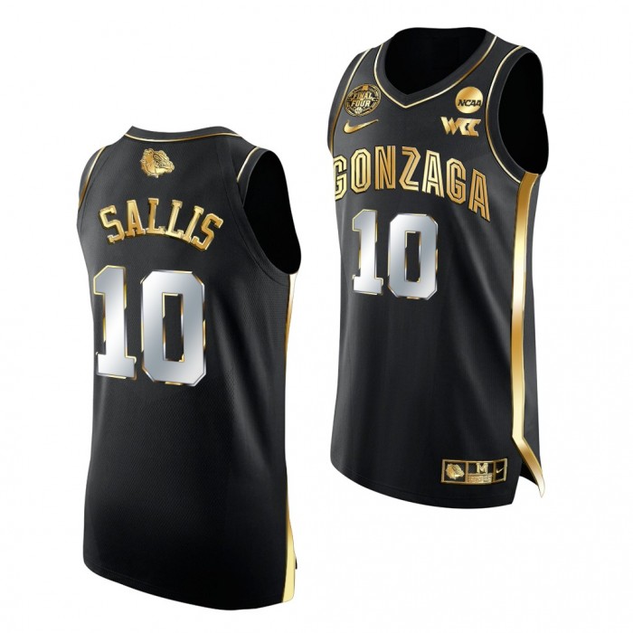 Hunter Sallis Gonzaga Bulldogs Black Jersey 2021-22 Golden Edition Basketball Authentic Shirt