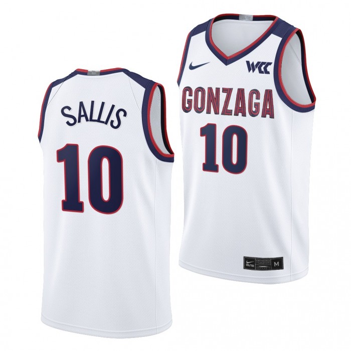 Hunter Sallis Jersey Gonzaga Bulldogs 2021-22 College Basketball Limited Jersey-White