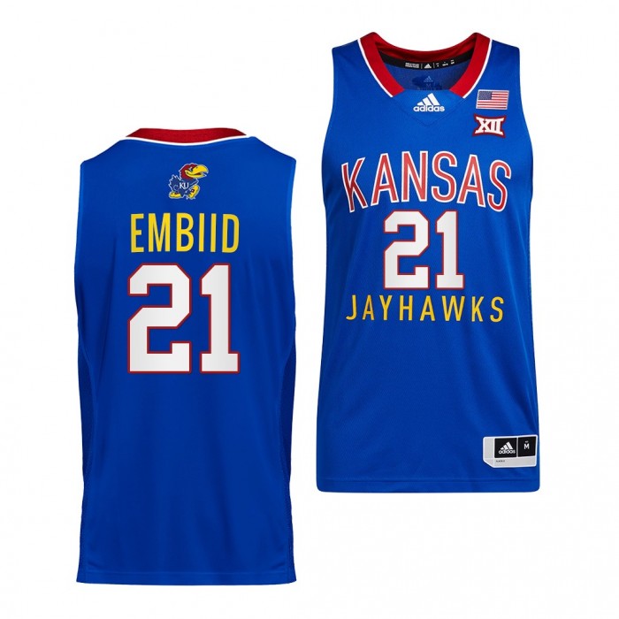 Joel Embiid Jersey Kansas Jayhawks College Basketball Throwback Jersey-Royal