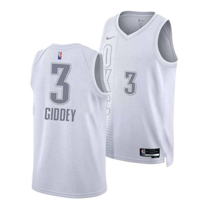 2021 NBA Draft Josh Giddey Thunder White #3 Jersey City Edition