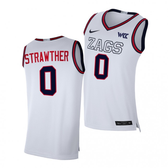 Julian Strawther Gonzaga Bulldogs White Jersey 2021-22 College Basketball Replica Shirt
