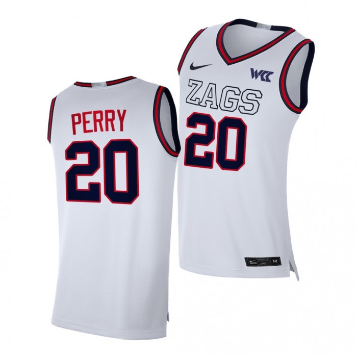 Kaden Perry Gonzaga Bulldogs White Jersey 2021-22 College Basketball Replica Shirt