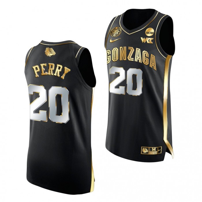 Kaden Perry Gonzaga Bulldogs Black Jersey 2021-22 Golden Edition Basketball Authentic Shirt