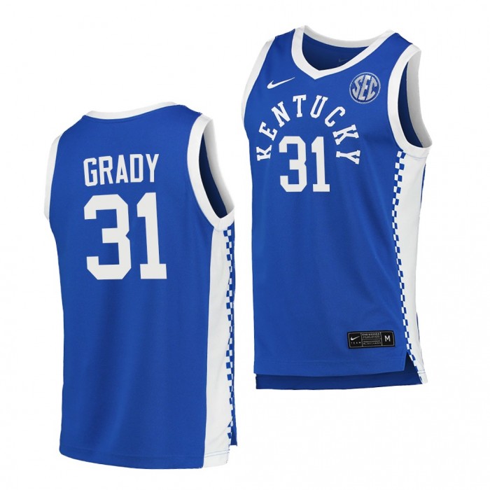 Kellan Grady Kentucky Wildcats Royal Jersey 2021-22 College Basketball Replica Shirt