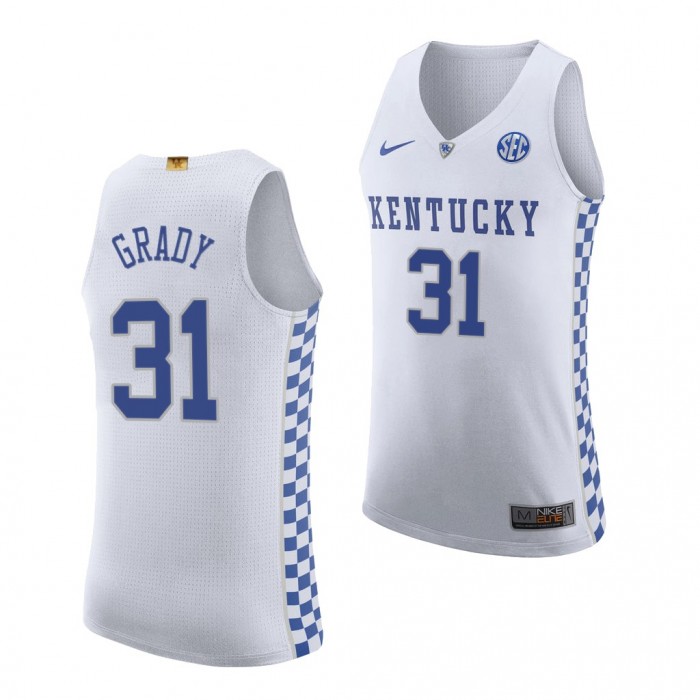 Kellan Grady Jersey Kentucky Wildcats 2021-22 College Basketball Authentic Jersey-White