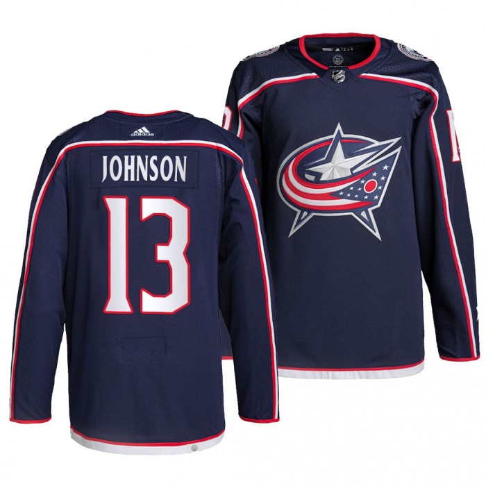 2021 NHL Drft Kent Johnson Blue Jackets #13 Navy Jersey