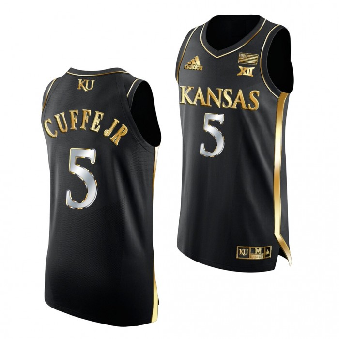 Kyle Cuffe Jr. Kansas Jayhawks Black Jersey 2021-22 Golden Edition Authentic Basketball Shirt
