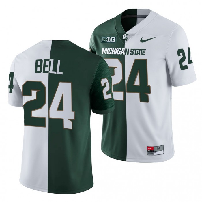 Michigan State Spartans Le'Veon Bell Jersey White Green Split Edition Uniform