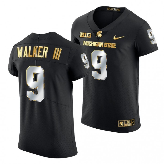 Michigan State Spartans Kenneth Walker III Jersey Black Golden Edition