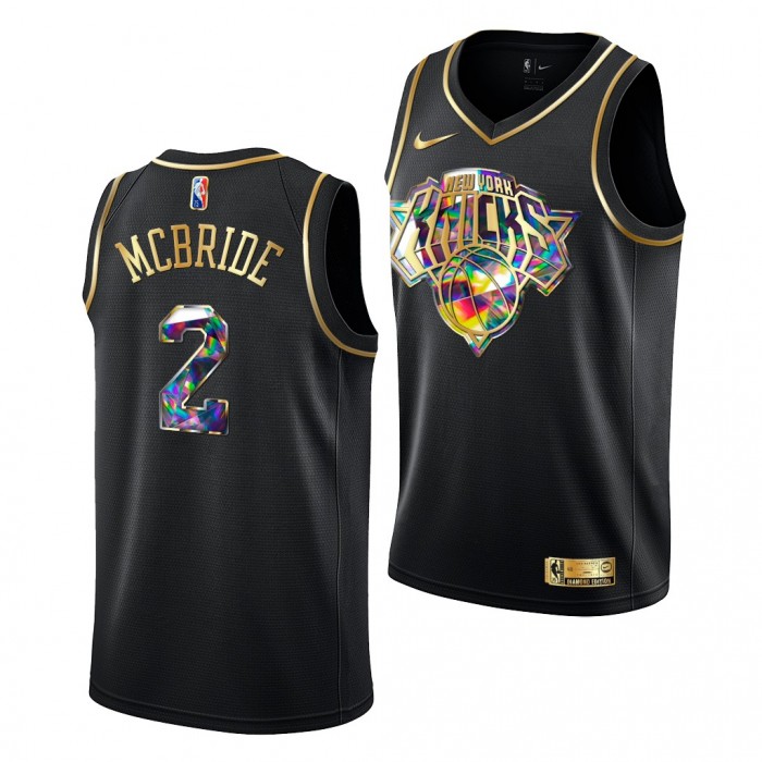 Miles McBride Knicks Diamond Logo Jersey 2021-22 Golden Edition Black
