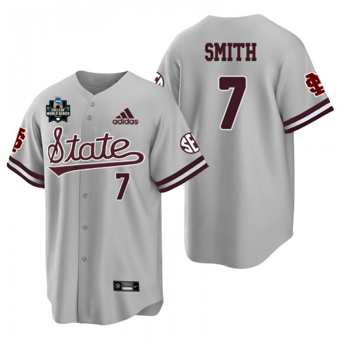 Brandon Smith Mississippi State Gray 2021 College World Series Champions College Baseball Jersey