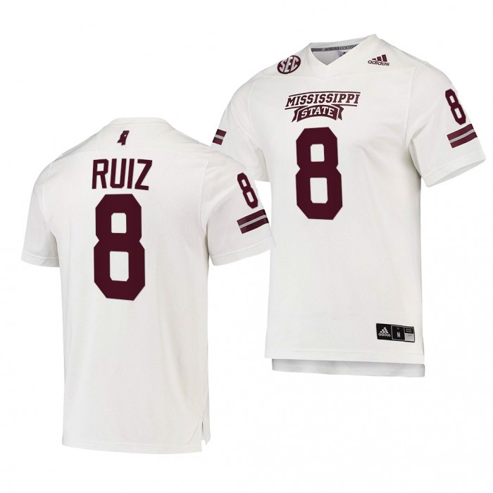 Mississippi State Bulldogs Brandon Ruiz White Jersey 2021-22 College Football Replica Jersey-Men