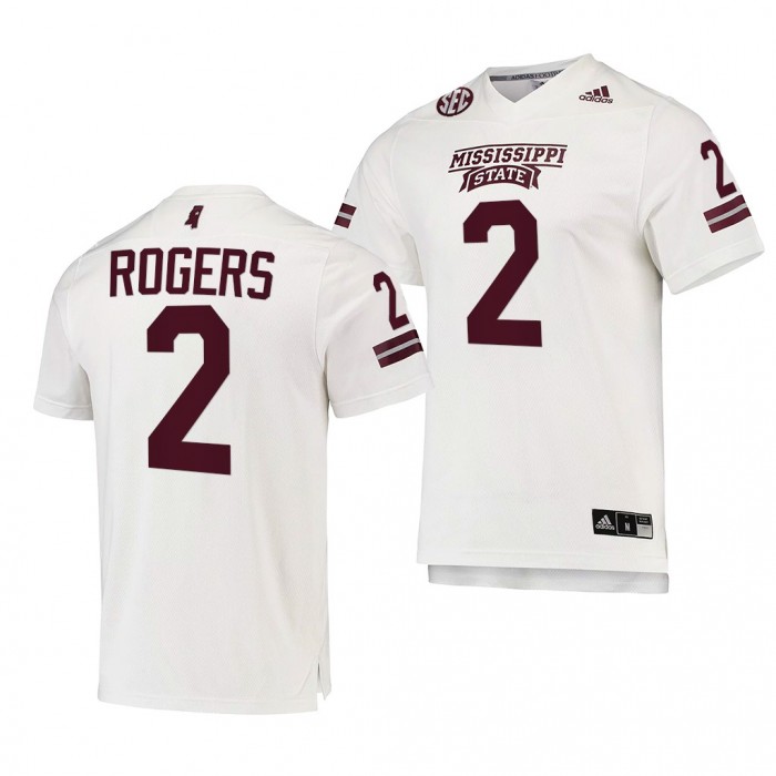 Mississippi State Bulldogs Will Rogers White Jersey 2021-22 College Football Replica Jersey-Men