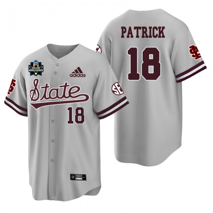 Chase Patrick Mississippi State Gray 2021 College World Series Champions College Baseball Jersey