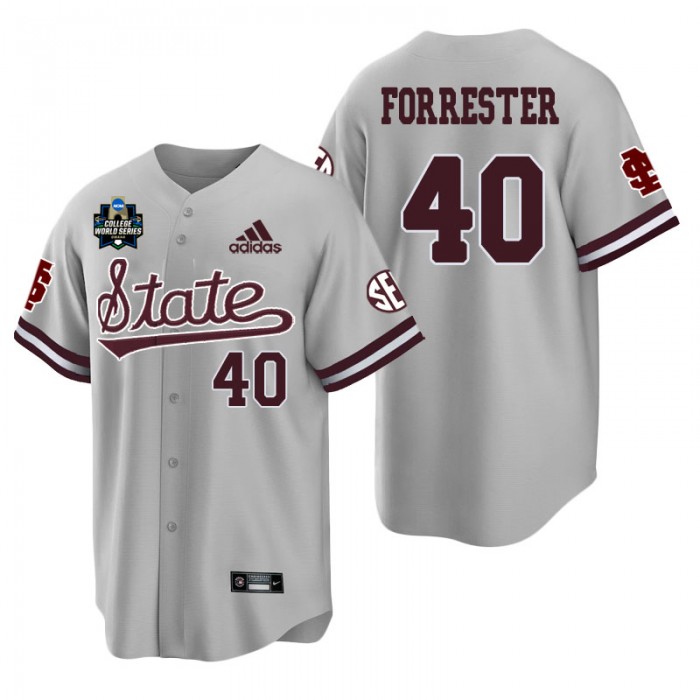 Jaxen Forrester Mississippi State Gray 2021 College World Series Champions College Baseball Jersey