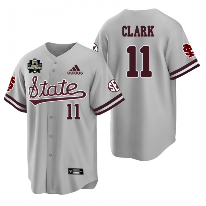 Kellum Clark Mississippi State Gray 2021 College World Series Champions College Baseball Jersey