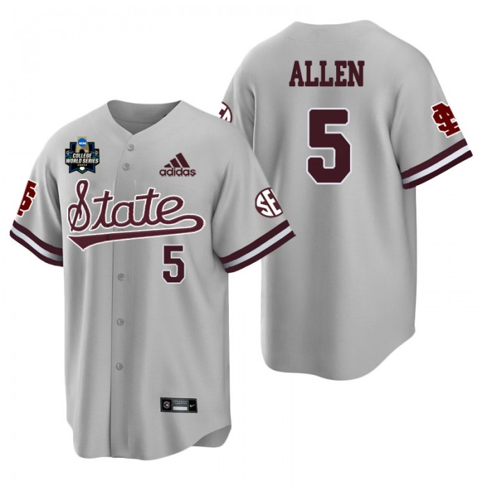 Tanner Allen Mississippi State Gray 2021 College World Series Champions College Baseball Jersey