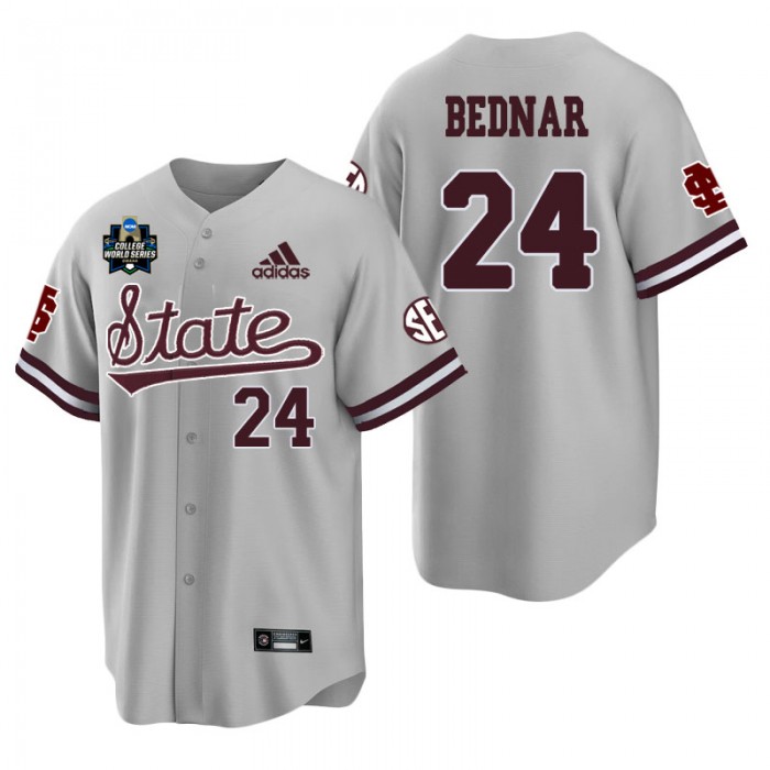 Will Bednar Mississippi State Gray 2021 College World Series Champions College Baseball Jersey