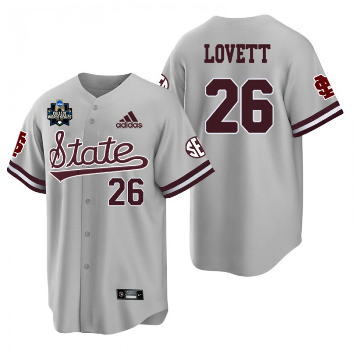 Xavier Lovett Mississippi State Gray 2021 College World Series Champions College Baseball Jersey