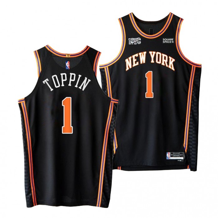 2020 NBA Draft Obi Toppin Knicks NBA 75th Authentic Jersey Black #1