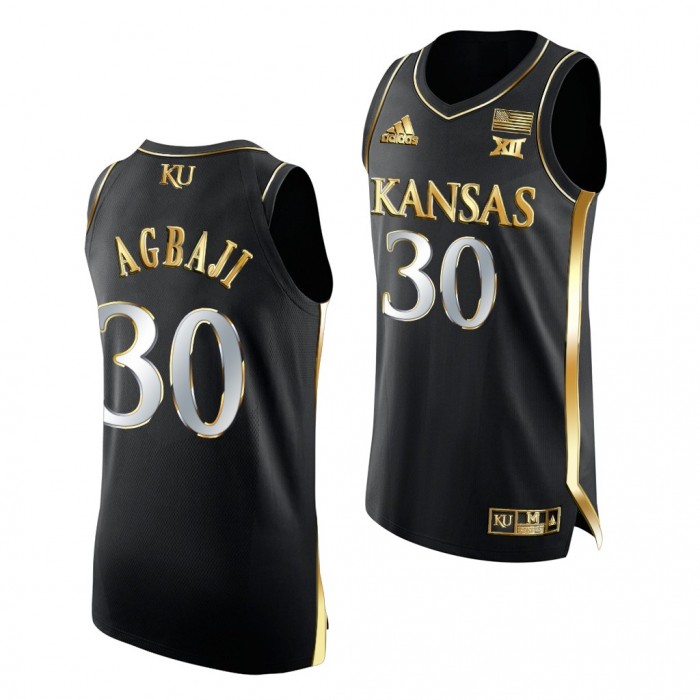 Ochai Agbaji Kansas Jayhawks Black Jersey 2021-22 Golden Edition Authentic Basketball Shirt