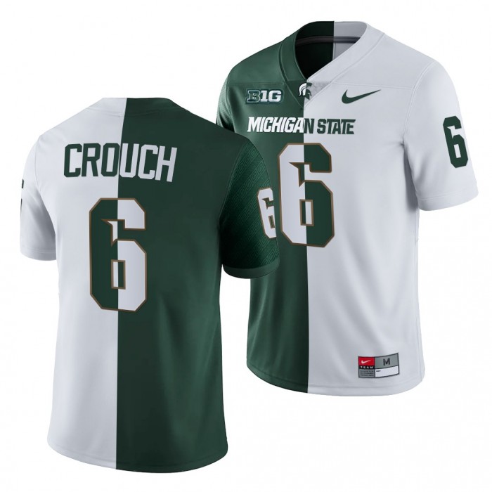 Michigan State Spartans Quavaris Crouch Jersey White Green 2021-22 Split Edition Uniform