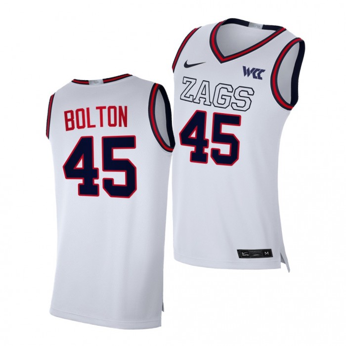Rasir Bolton Gonzaga Bulldogs White Jersey 2021-22 College Basketball Replica Shirt