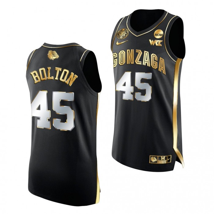 Rasir Bolton Gonzaga Bulldogs Black Jersey 2021-22 Golden Edition Basketball Authentic Shirt