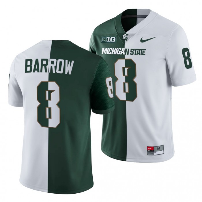 Michigan State Spartans Simeon Barrow Jersey White Green 2021-22 Split Edition Uniform