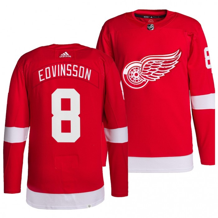 2021 NHL Drft Simon Edvinsson Red Wings #8 Red Jersey