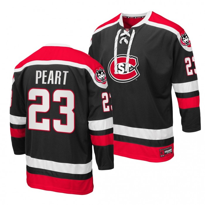 St. Cloud State Huskies Jack Peart Black Lace-Up Hockey Jersey 2021-22