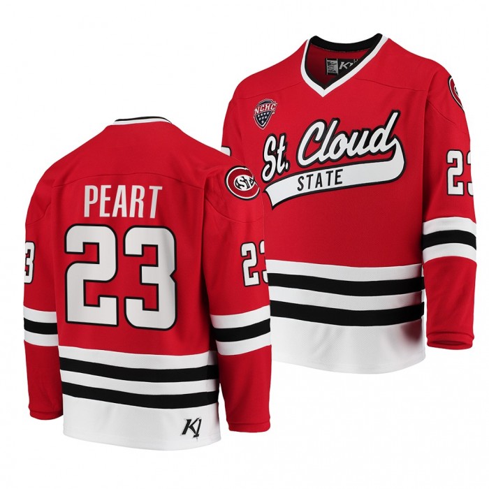 Jack Peart St. Cloud State Huskies Red Away Jersey College Hockey 2021-22