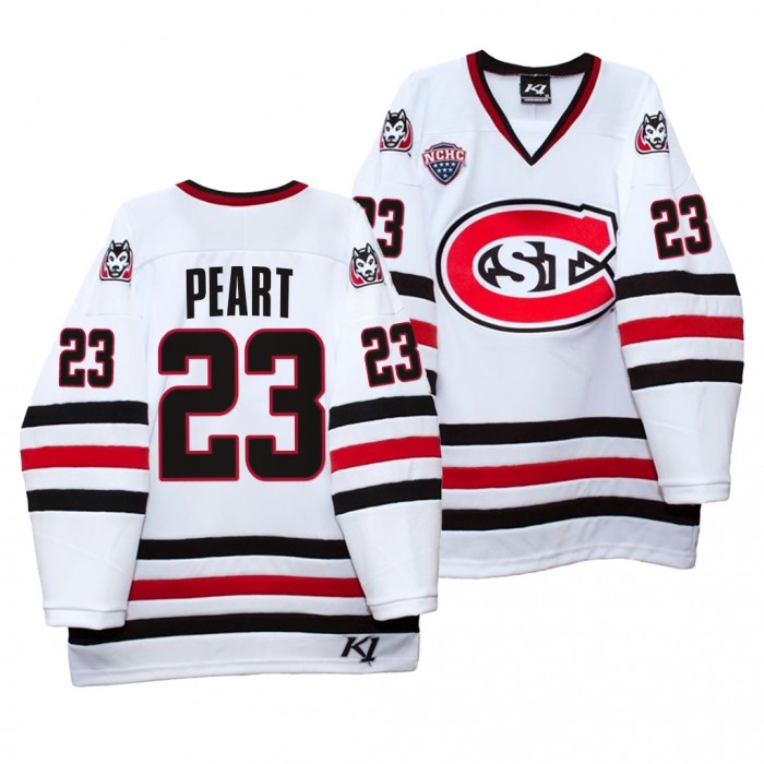 St. Cloud State Huskies Jack Peart White Home Hockey Jersey 2021-22