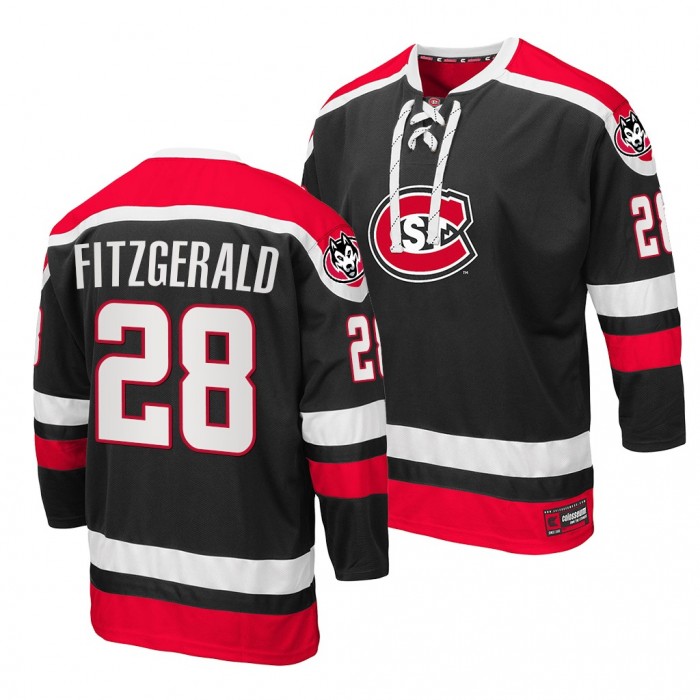 St. Cloud State Huskies Kevin Fitzgerald Black Lace-Up Hockey Jersey 2021-22